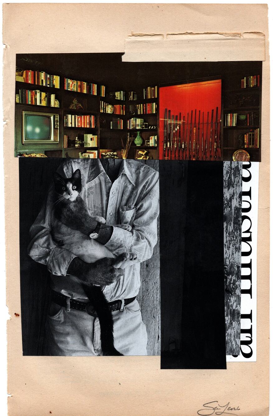 Original Mixed Media Modern Art Collage "Pedalian" 5.75x9" Signed